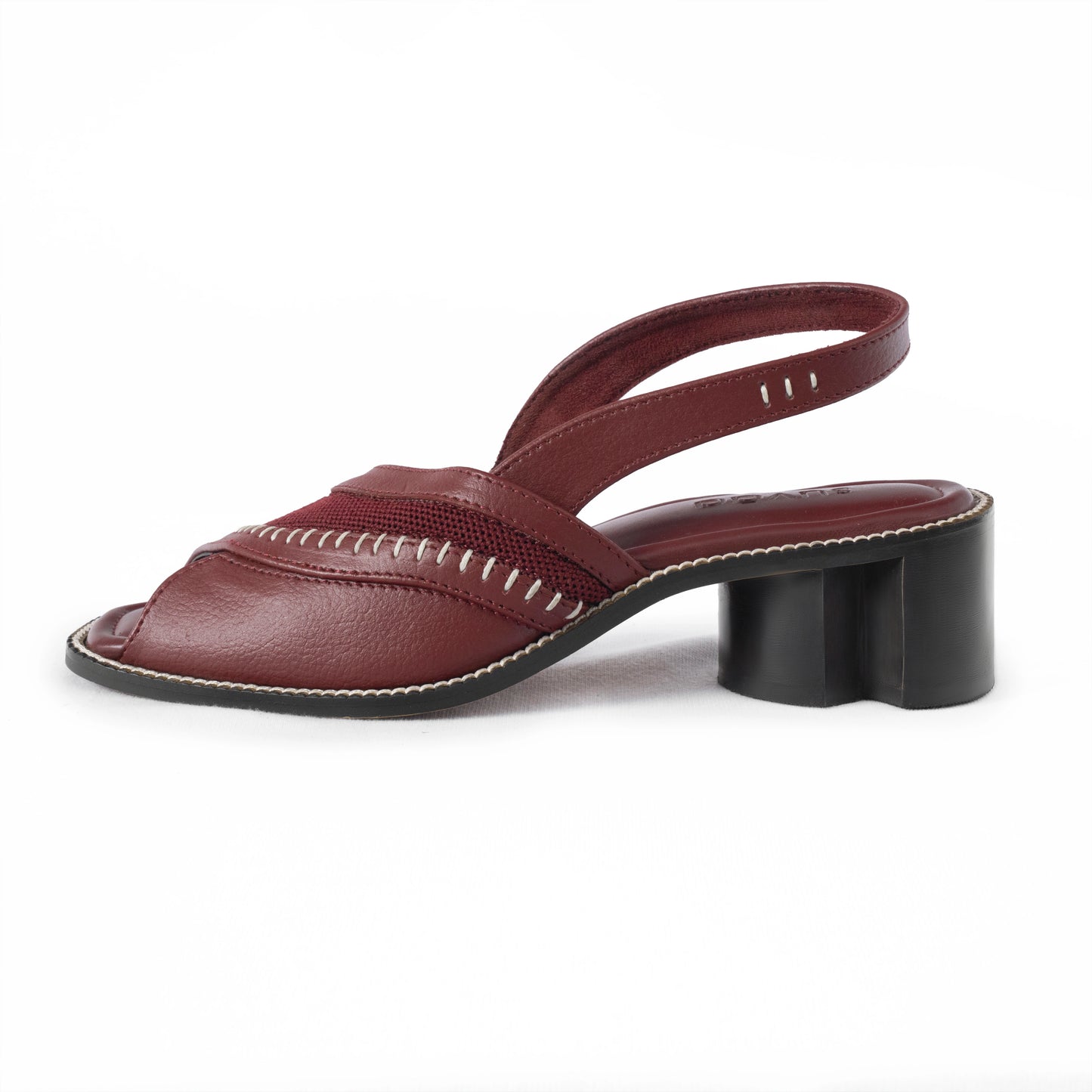 Adaa Peep in Burgundy with 2-inch heel by Suvaa