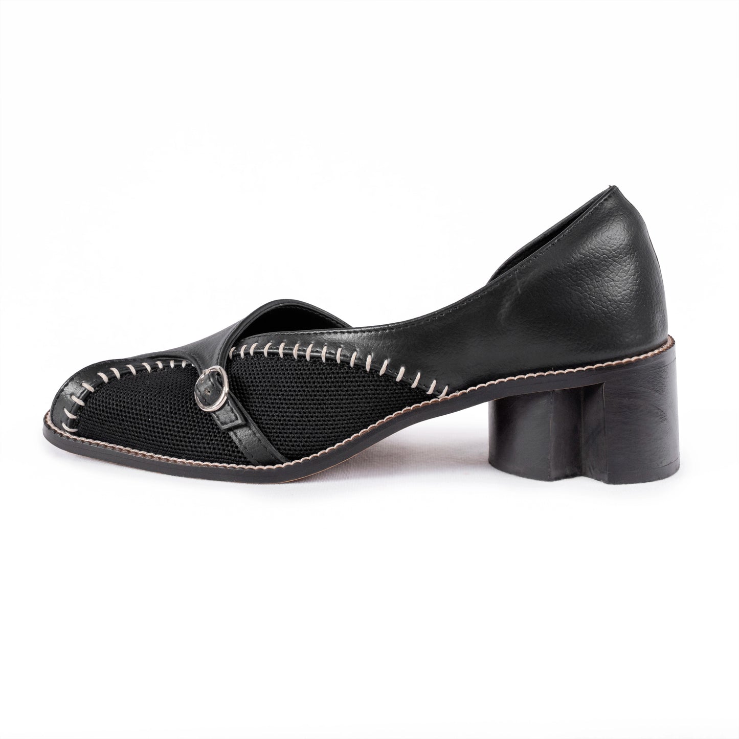 Gulnaar Peep in Black with 2-inch heel by Suvaa