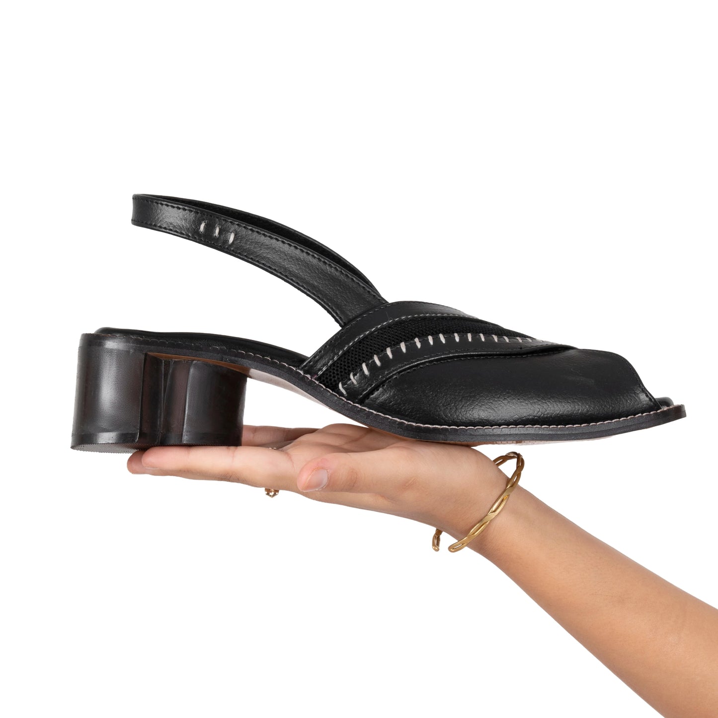 Adaa Peep in Black with 2-inch heel by Suvaa