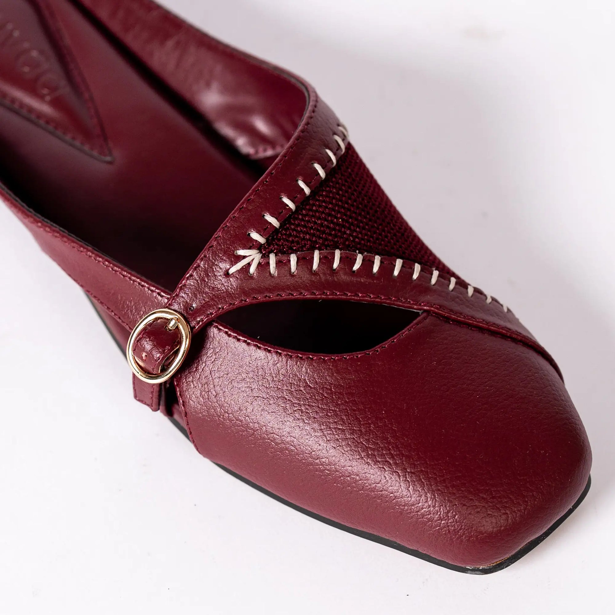 Begum Mule in Burgundy with 1/2-inch heel by Suvaa