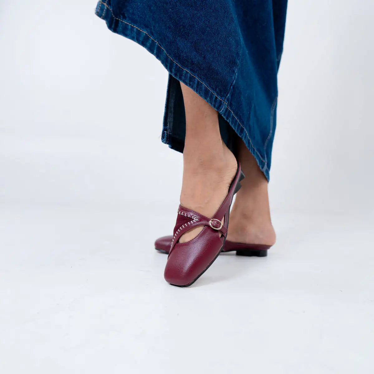 Begum Mule in Burgundy with 1/2-inch heel by Suvaa