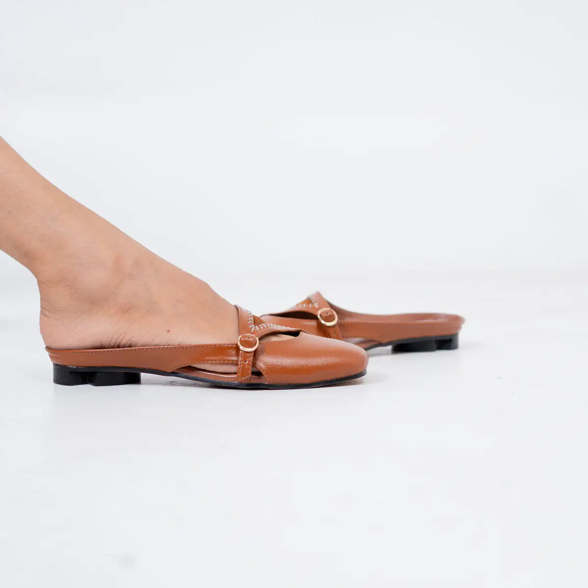 Begum Mule in Tan with 1/2-inch heel by Suvaa